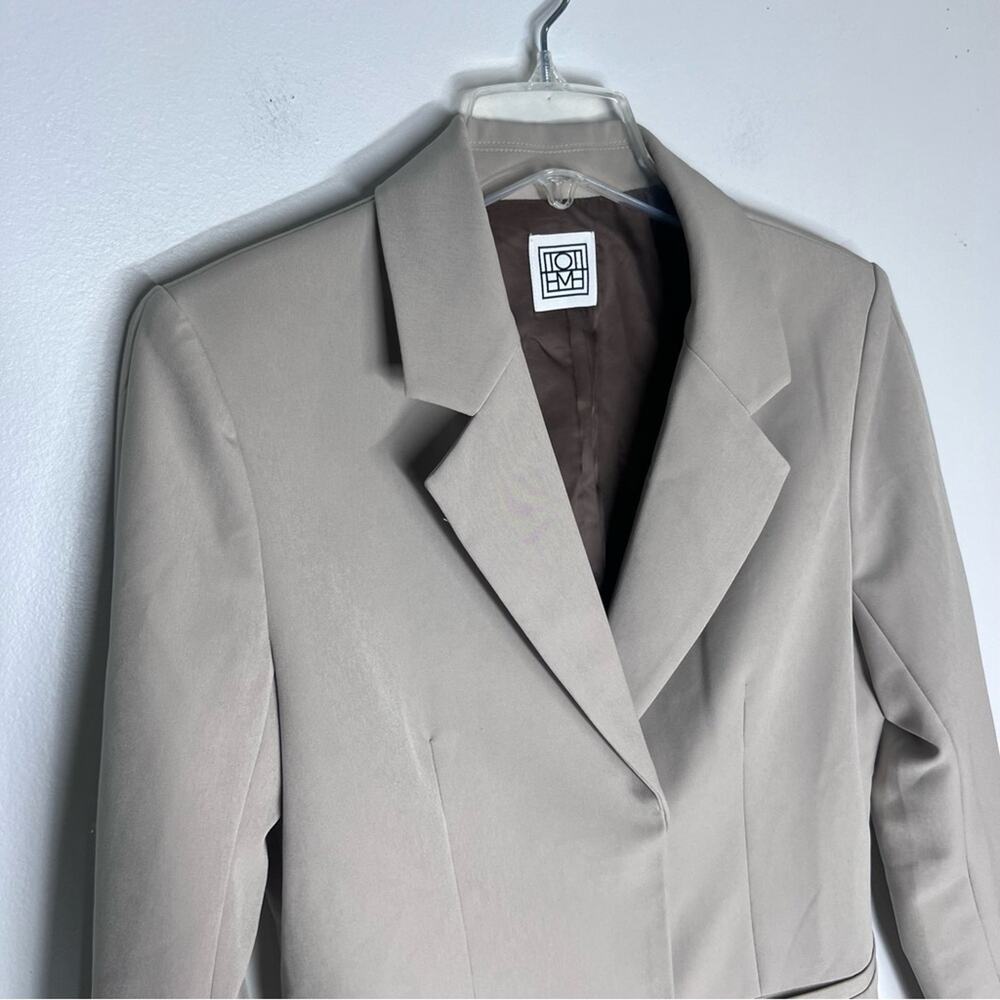 Toteme Cavo Viscose Stretch Button Front Blazer Neutral Gray Sz S - Picture 7 of 9